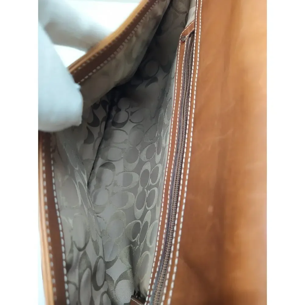 Coach Lexington British Tan Leather Briefcase Messenger Crossbody Bag - Vintage
